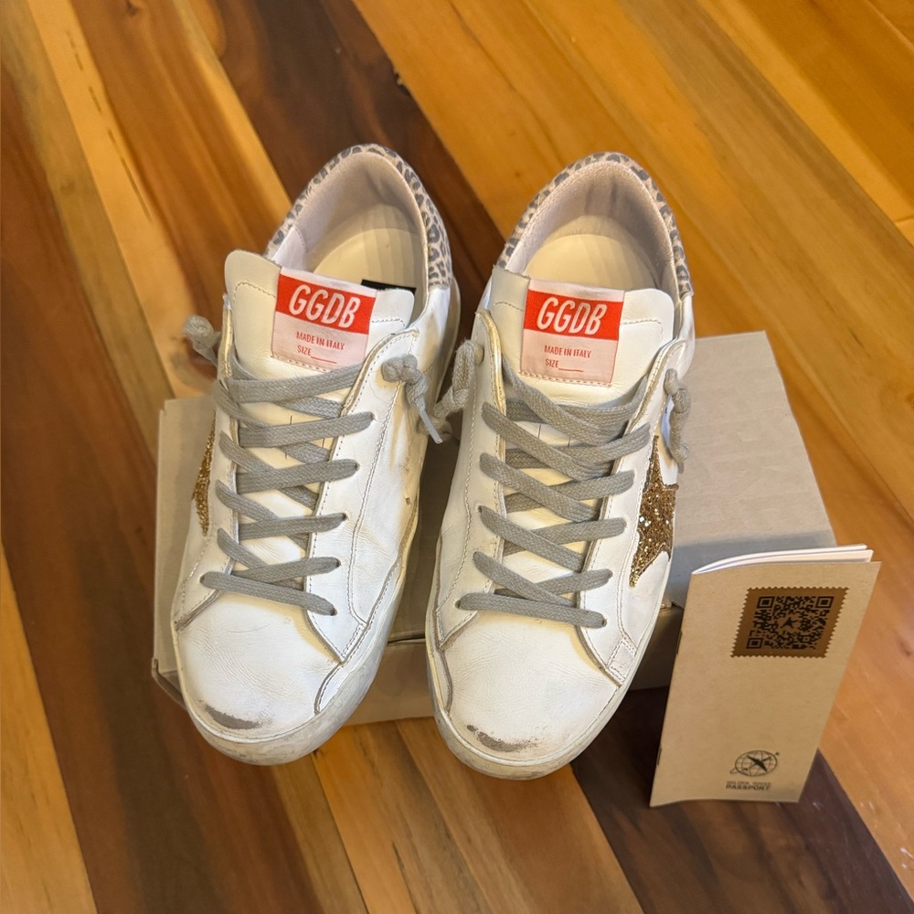Golden Goose Superstar Sneakers with Leopard and White